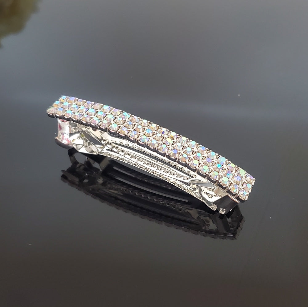 AY0019-1 3-Row AB Rhinestone Barrette