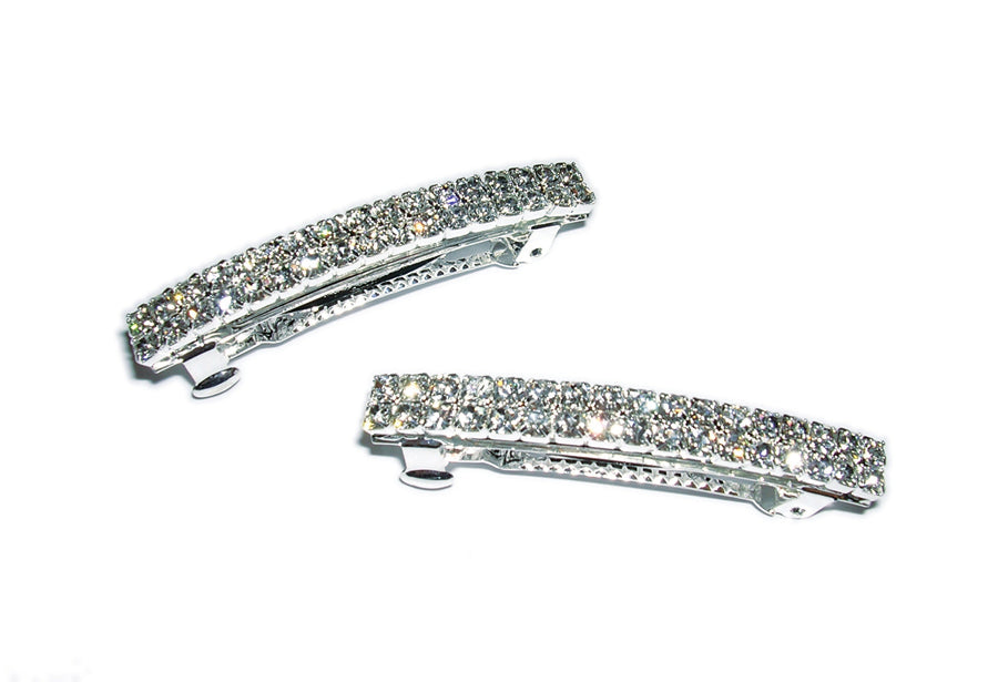 AY0020 2-Row Rhinestone Barrette (Pack of 2)