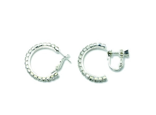 AY0364 20mm Rhinestone Pierced Hoop Earrings by FH2 Kids