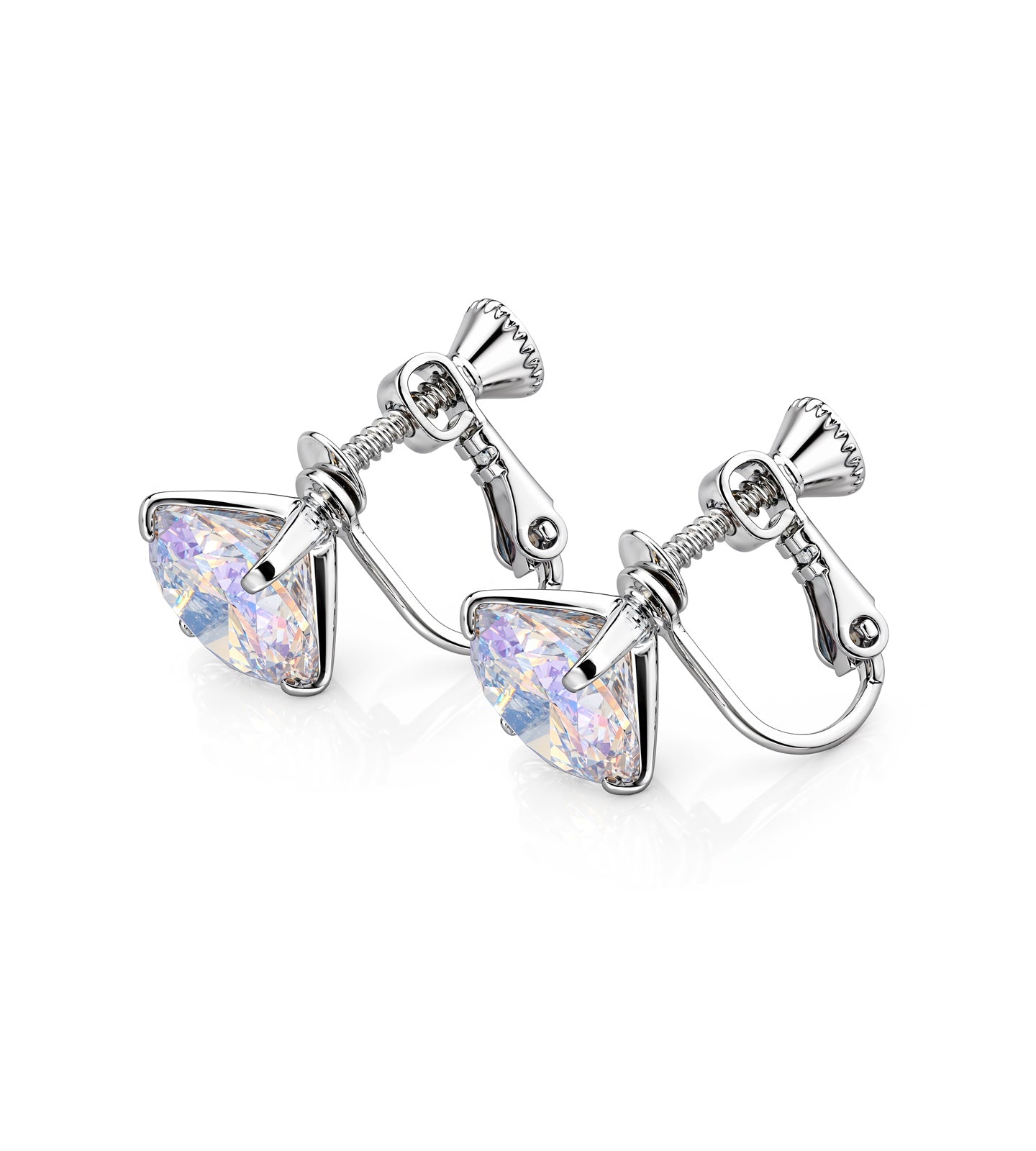 AZ0017-4 10mm AB Cubic Zirconia Earrings — Clip-On Style