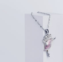 Load image into Gallery viewer, BN0002 Ballerina Necklace Rhodium Plated with Yellow Jewelry Box