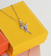 Load image into Gallery viewer, BN0002 Ballerina Necklace Rhodium Plated with Yellow Jewelry Box