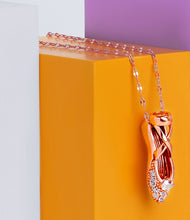 Load image into Gallery viewer, BN0004 Ballet Shoes Necklace Rose Gold Plated with Pink Jewelry Box