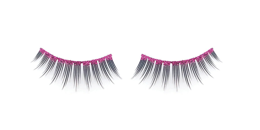 GB01 Hot Pink Glitter Band Lashes (Eyelashes with Glue)