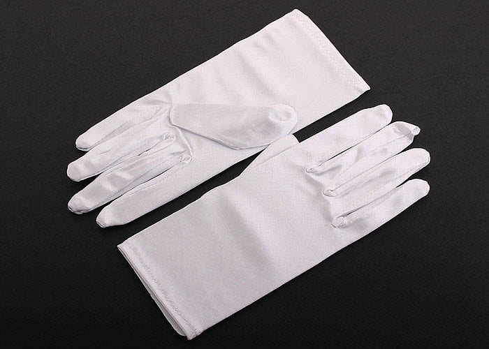 GL0014 Adult size white short satin gloves