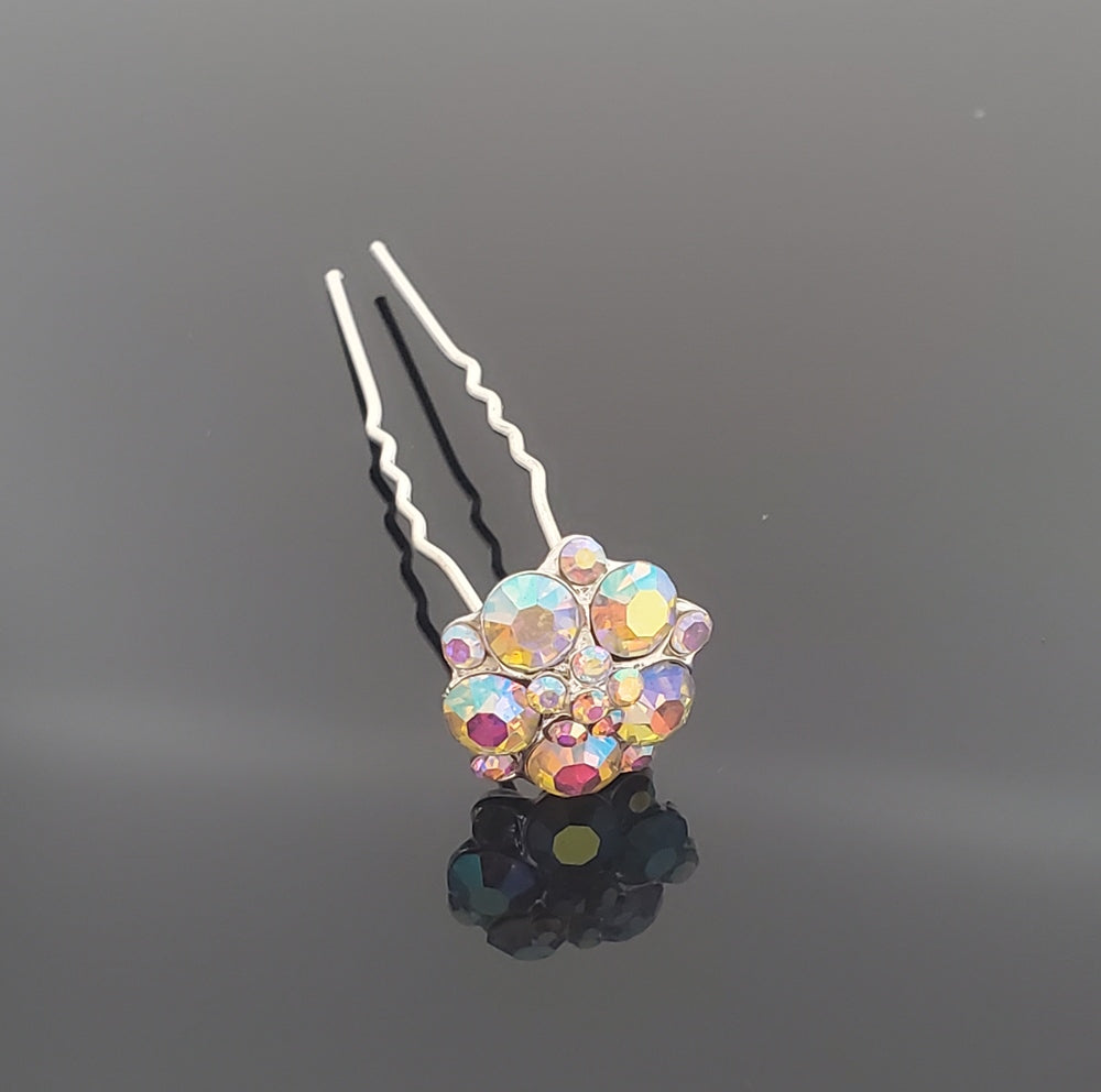 HP0100 AB Crystal Hair Pin - Price for 5 pcs with Jewelry Box