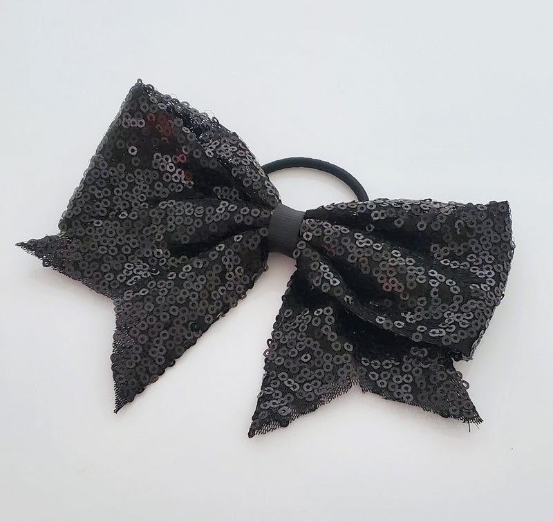PT0083 – Black Sparkle Bow Hair Tie