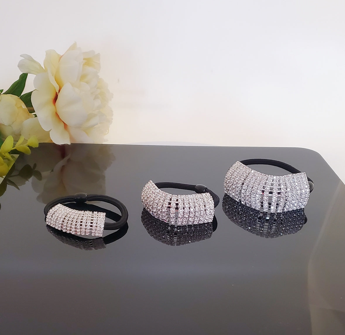 AY0062-2 Child Size Rhinestone Stretch Ponytail Holder