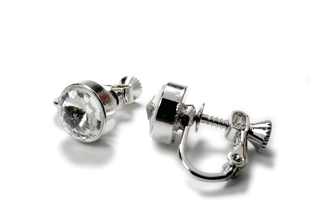 AZ0002 12mm Round Rhinestone Clip-On Stud Earrings by FH2