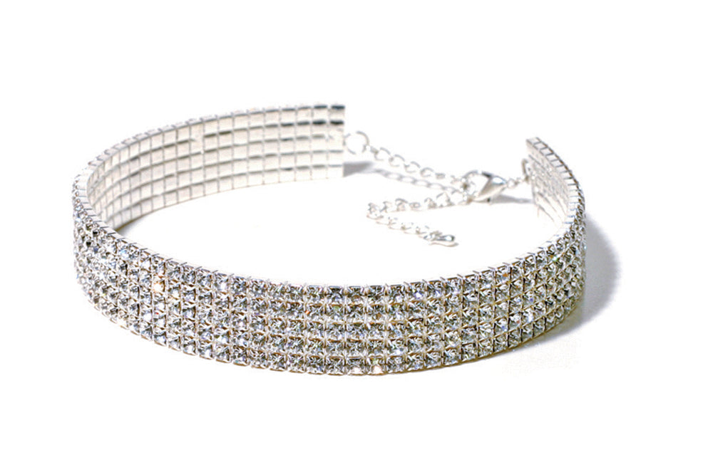 AZ0027 Five Row Crystal Stretch Choker (Adult size)
