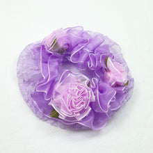 Load image into Gallery viewer, BC0052   Lilac Lace Bun Cover with Rose
