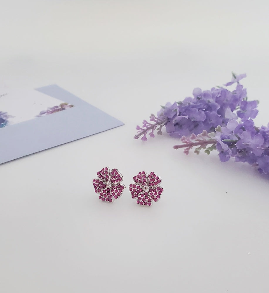 EA0110 14mm Fuchsia Flower Pierced Earrings by FH2