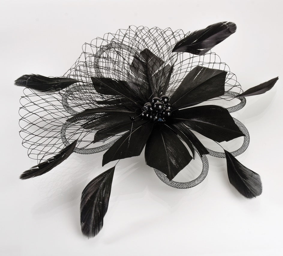 FC0501  Black Feather Corsage