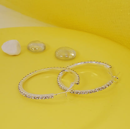 AY0015 40mm Rhinestone Hoop Earrings (Pierced)