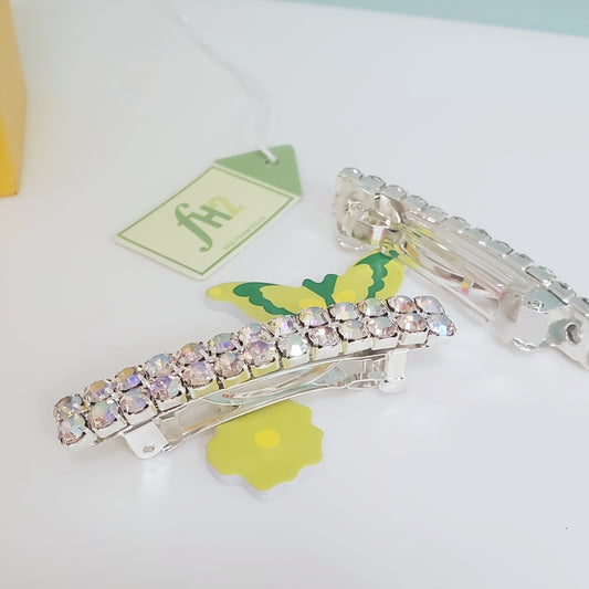 AY0021     2-Row AB Rhinstone Barrette (Pack of 2)