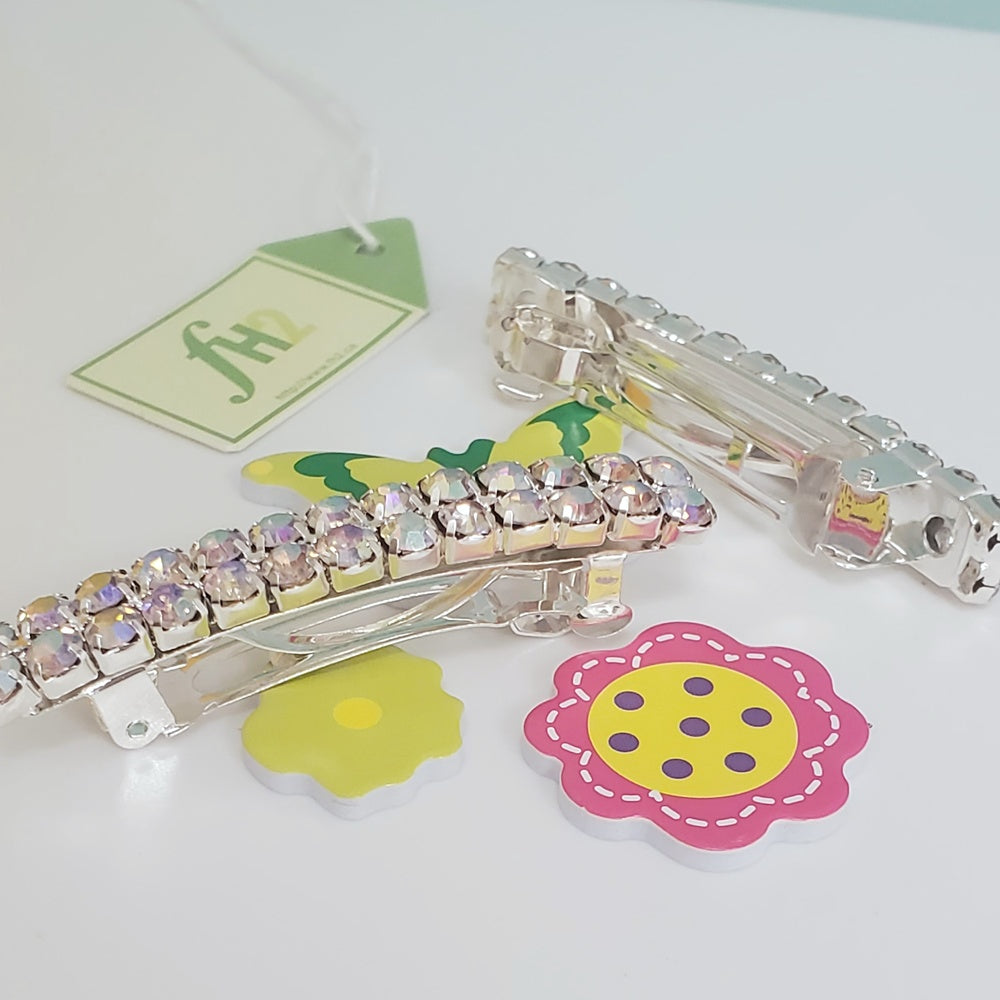 AY0021     2-Row AB Rhinstone Barrette (Pack of 2)