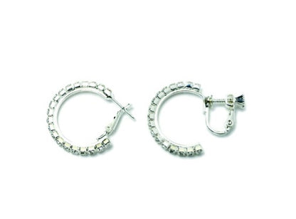 AY0364 20mm Rhinestone Pierced Hoop Earrings by FH2 Kids