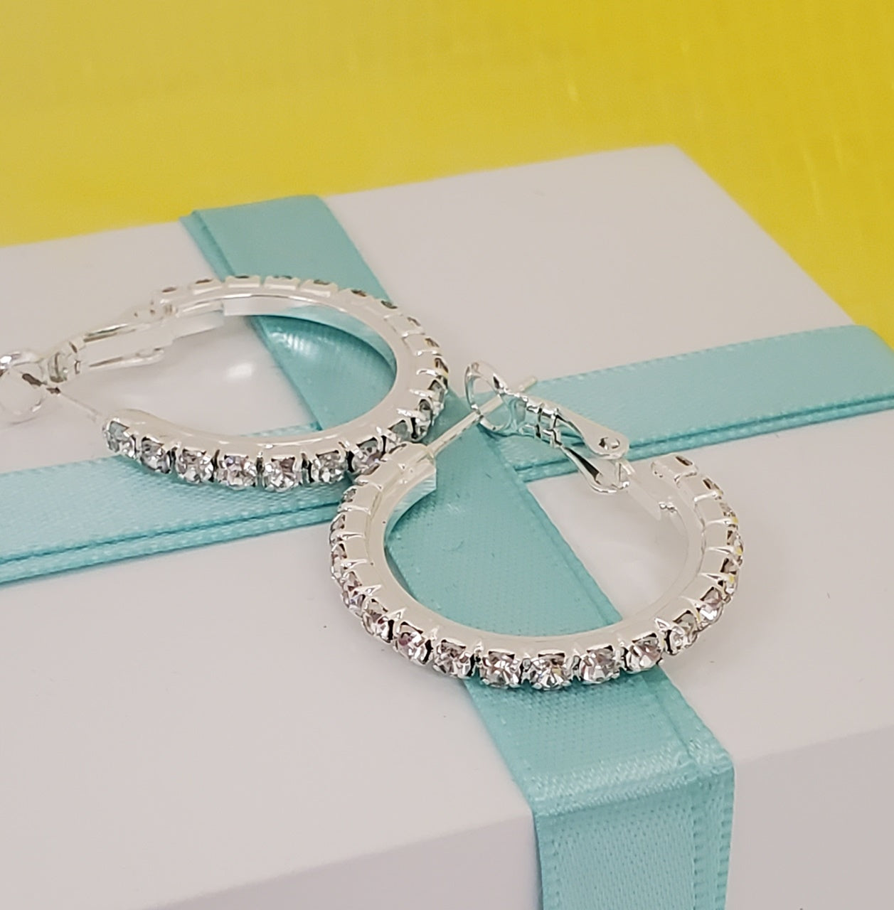 AY0364 20mm Rhinestone Hoop Earrings (Pierced) – Designed for Young Dancers