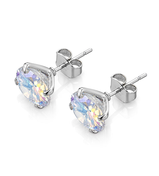 AZ0017-3 10mm AB Cubic Zirconia Earrings — Pierced Style
