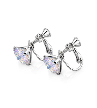 AZ0017-4 10mm AB Cubic Zirconia Earrings — Clip-On Style