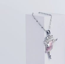 Load image into Gallery viewer, BN0002 Ballerina Necklace Rhodium Plated with Yellow Jewelry Box
