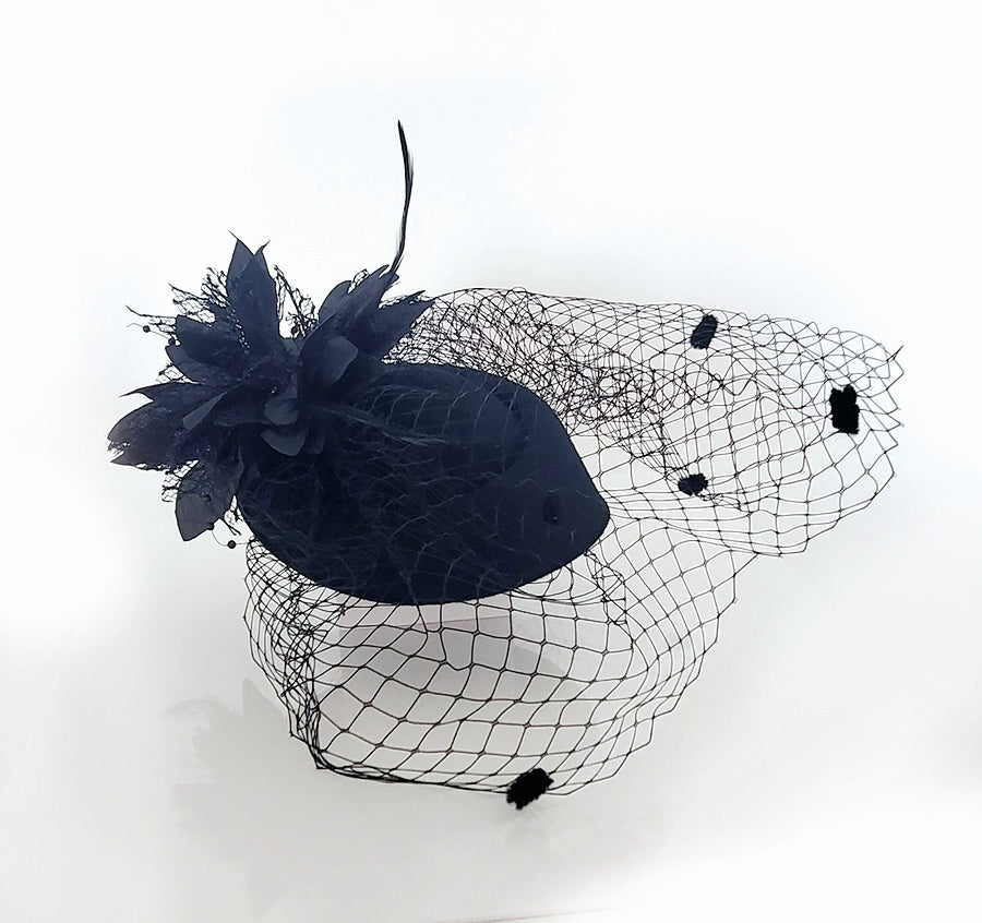 FC0601 Black Hair Corsage with Veil