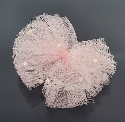 HC0004 Pastel Hair Bow with Pearls - Pink