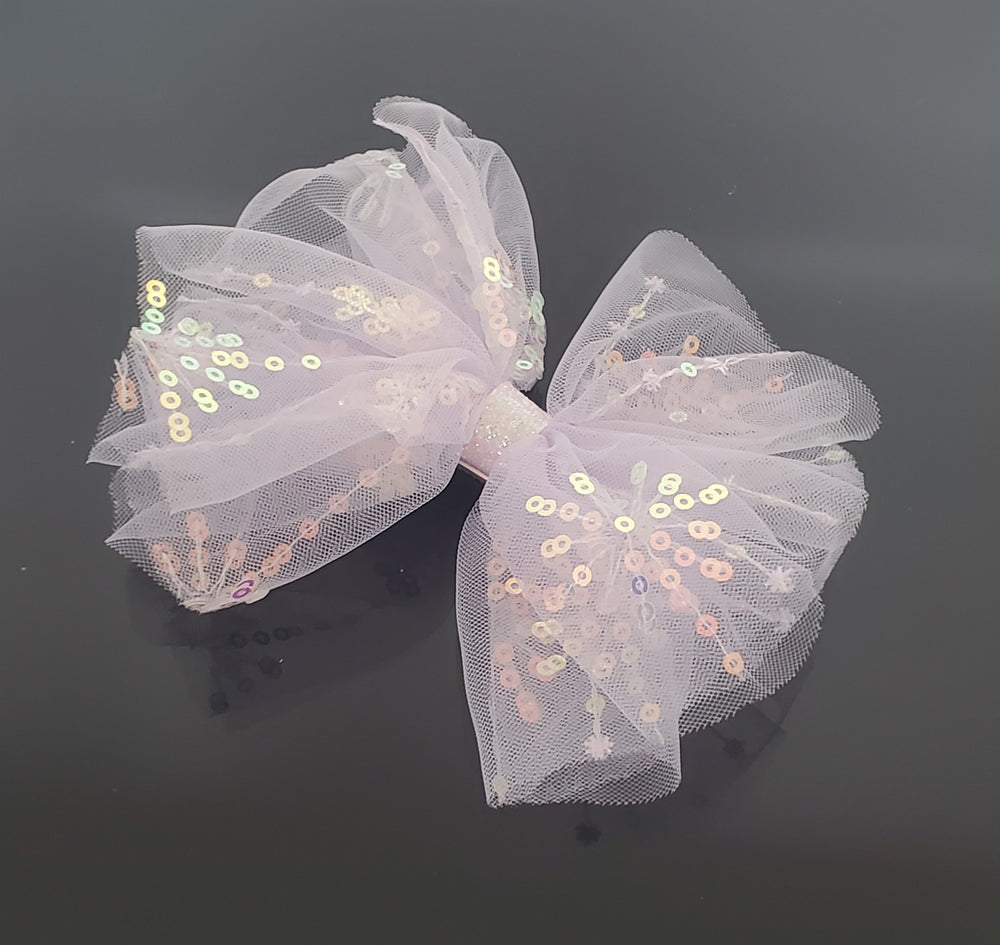 HC0005 Pastel Hair Bow with Sequins - Pink