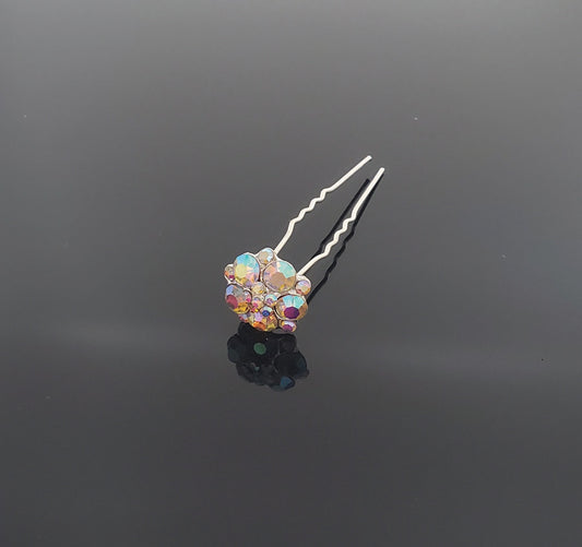 HP0100 Sparkly AB Crystal Hair Pins  – Pack of 5 with Organza Bag