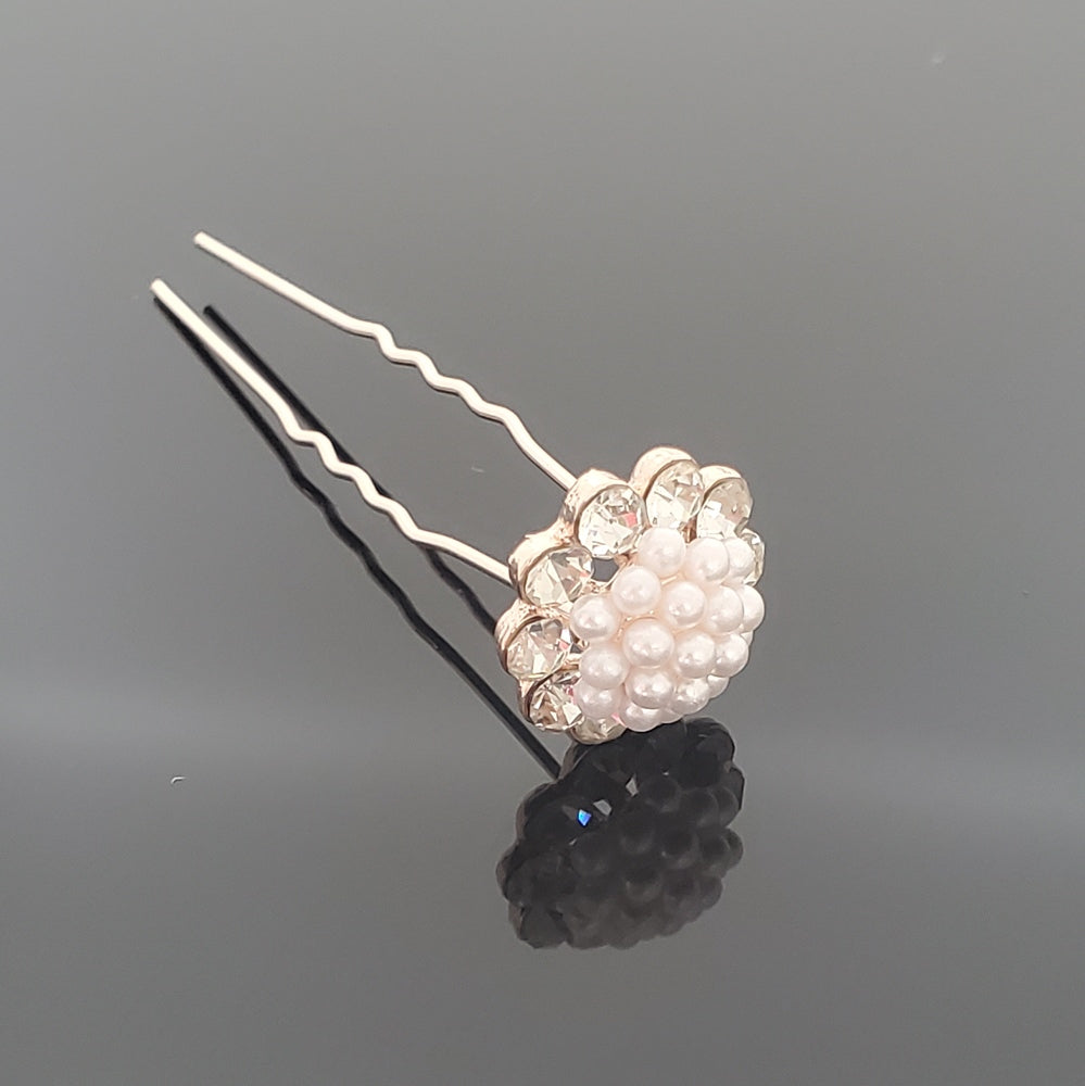 HP0103 Pearl & Crystal Hair Pin - Price for 5 pcs with Jewelry Box