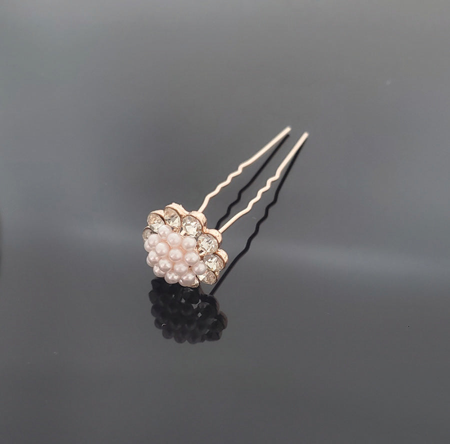 HP0103 Pearl & Crystal Hair Pin - Price for 5 pcs with Jewelry Box