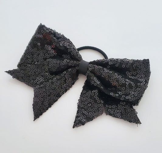 PT0083 – Black Sparkle Bow Hair Tie
