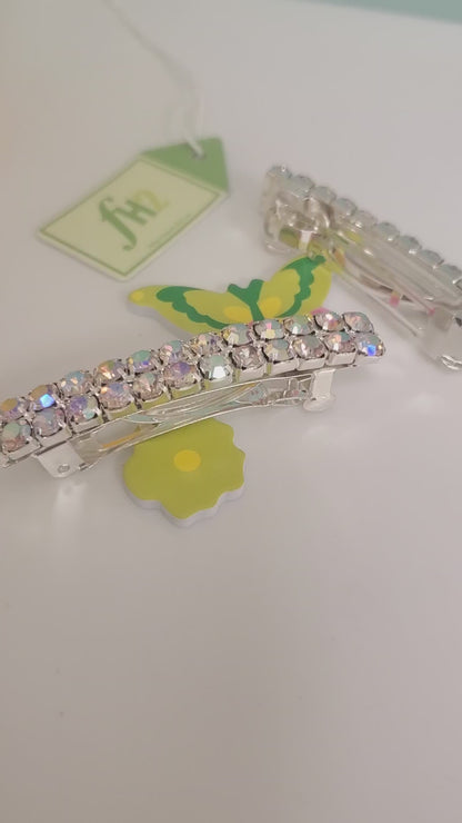 AY0021     2-Row AB Rhinstone Barrette (Pack of 2)