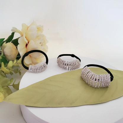 AY0062-2 Child Size Rhinestone Stretch Ponytail Holder