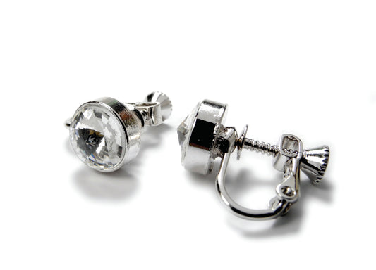 AZ0002 12mm Round Rhinestone Clip-On Stud Earrings by FH2