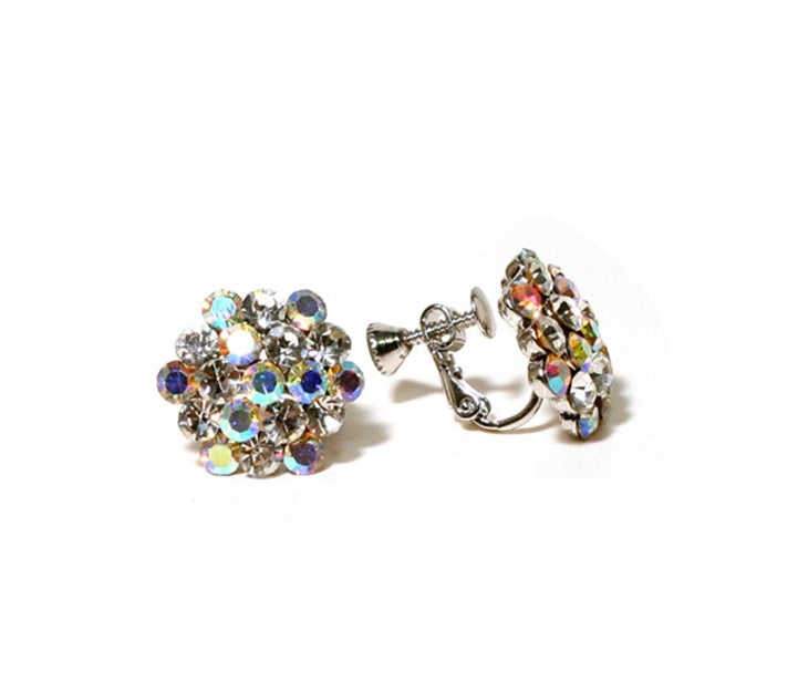 AZ0014-1 16mm AB Mixed Cluster Earrings (Clip-ons)