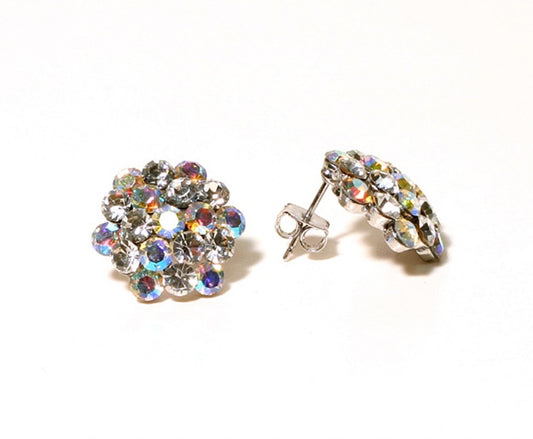 AZ0014 16mm AB Mixed Cluster Pierced Earrings by FH2