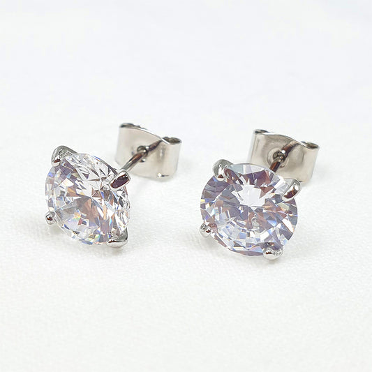AZ0016 8mm CZ Pierced Stud Earrings by FH2 Kids Collection