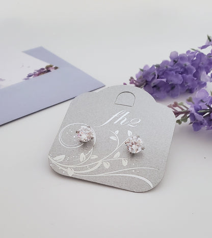 AZ0016 8mm CZ Pierced Stud Earrings by FH2 Kids Collection