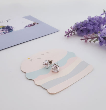 AZ0016 8mm CZ Pierced Stud Earrings by FH2 Kids Collection