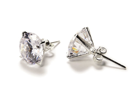 AZ0018 12mm CZ Pierced Earrings by FH2
