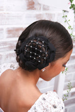 Load image into Gallery viewer, AZ0033-2 Black Bun Cover with Rhinestones and Clip

