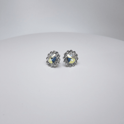 AZ0049-1 19mm Swarovski AB Flower Stud Earrings by FH2