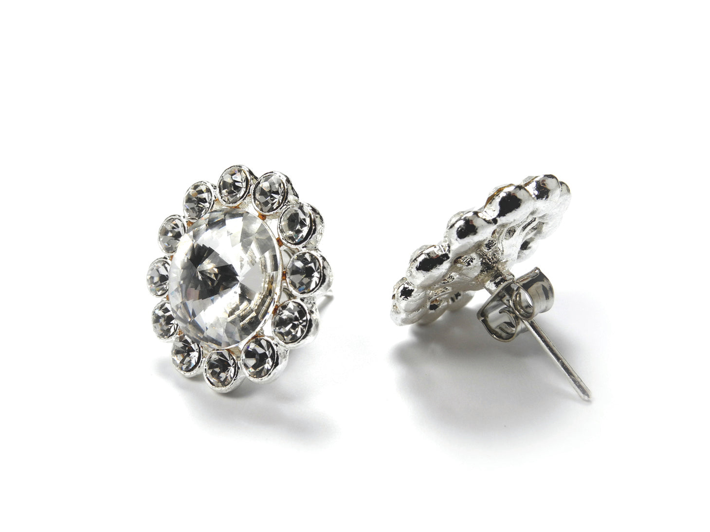 AZ0049 19mm Crystal Flower Stud Earrings by FH2