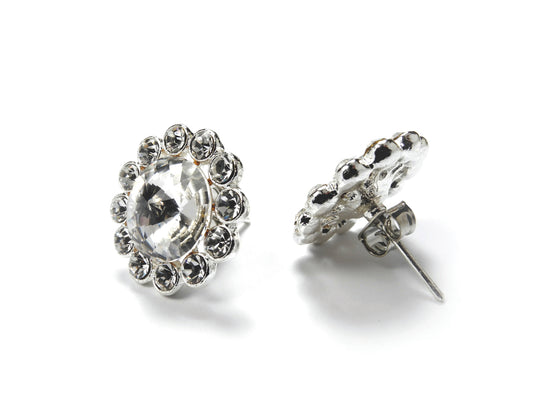 AZ0049 19mm Crystal Flower Stud Earrings by FH2