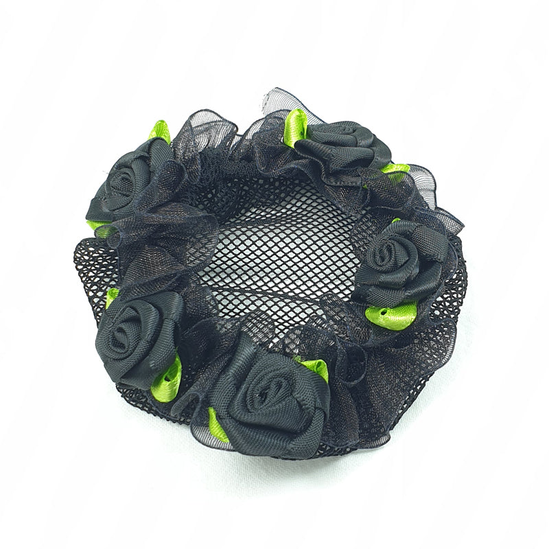 BC0043 Black Bun Cover with Rose