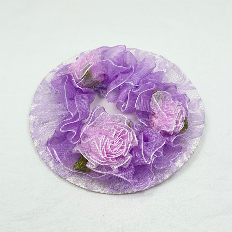 BC0052   Lilac Lace Bun Cover with Rose