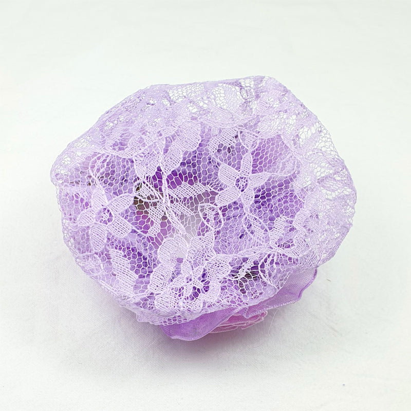 BC0052   Lilac Lace Bun Cover with Rose