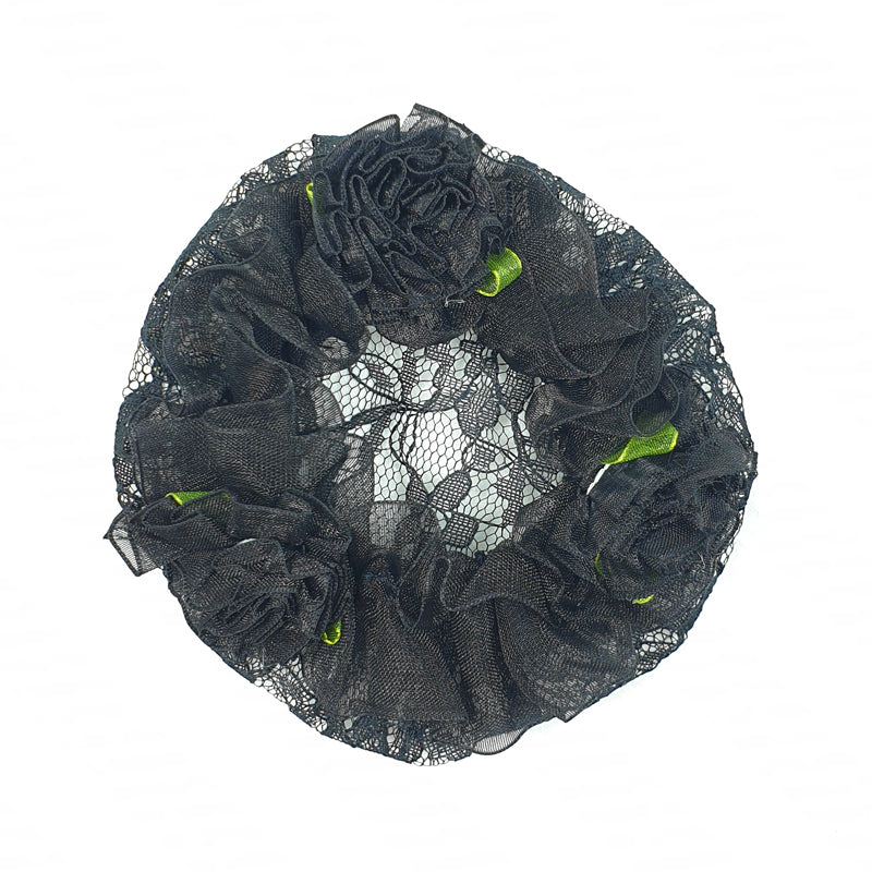BC0053 Black Lace Bun Cover with Rose