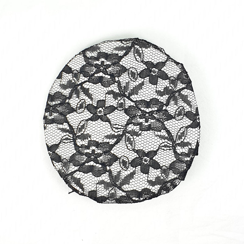 BC0053 Black Lace Bun Cover with Rose